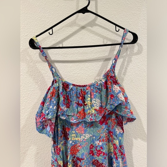 NWT Abel the Label ATL Candy Florals Blue Floral Sleeveless Midi Ruffle Dress S - Picture 10 of 16